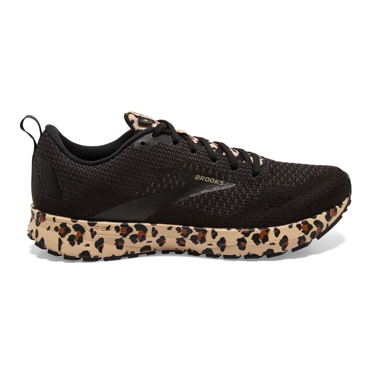 Brooks Revel 4 Womens Road Running Shoes - Black/Latte/Metallic/Leopard/Khaki - Indonesia (DQPM-0752